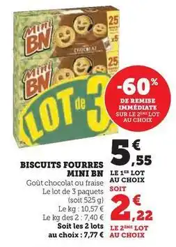 Hyper U Bn chocolat - biscuits fourres mini offre