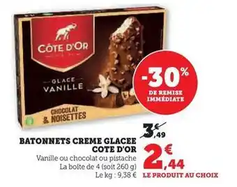 Hyper U Côte d'or - batonnets creme glacee offre