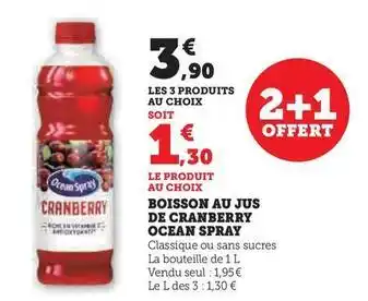 Hyper U Ocean spray - boisson au jus de cranberry offre