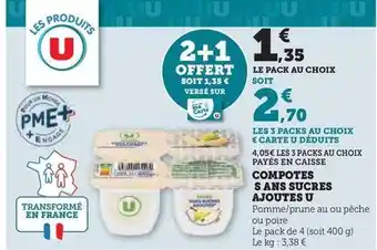 Hyper U U - compotes sans sucres ajoutes offre