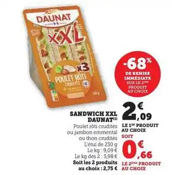 U Express Daunat - sandwich xxl offre