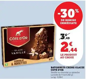 U Express Côte d'or - batonnets creme glacee offre