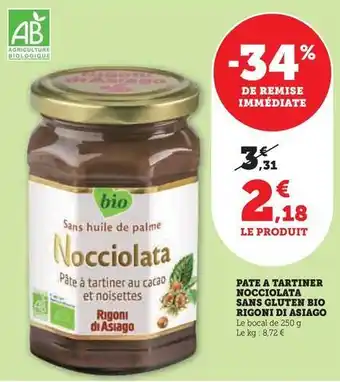 U Express Rigoni di asiago - pate a tartiner nocciolata sans gluten bio offre