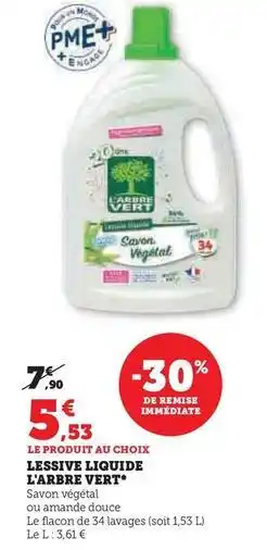 Hyper U L'arbre vert - lessive liquide offre