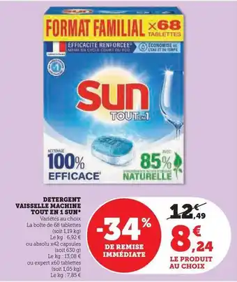 Hyper U Sun - detergent vaisselle machine tout en 1 offre
