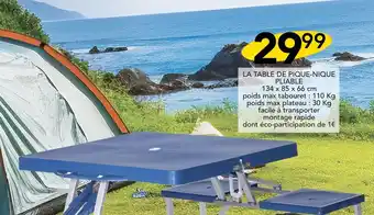 Stokomani LA TABLE DE PIQUE-NIQUE PLIABLE offre