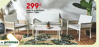 Maxi Bazar Salon de jardin Andria 4 places + table offre