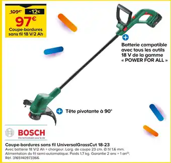 Castorama BOSCH Coupe-bordures sans fil UniversalGrassCut 18-23 offre