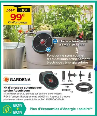 Castorama Gardena Kit d’arrosage automatique solaire Aquabloom offre