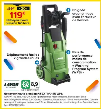 Castorama Lavor Nettoyeur haute pression NJ EXTRA 145 WPS offre