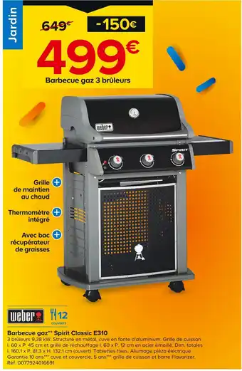 Castorama WEBER Barbecue gaz Spirit Classic E310 offre