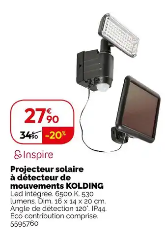 Weldom Inspire Projecteur solaire à détecteur de mouvements KOLDING offre