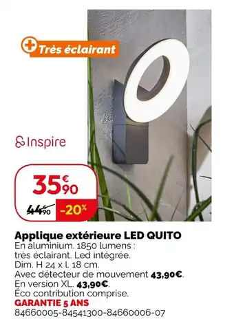 Weldom Inspire Applique extérieure LED QUITO offre