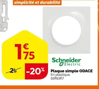 Weldom Schneider Electric Plaque simple ODACE offre