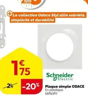 Weldom Schneider - plaque simple odace offre