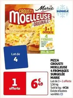 Auchan Marie - pizza crousti moelleuse 4 fromages surgelée offre