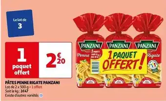 Auchan Panzani - pâtes penne rigate offre