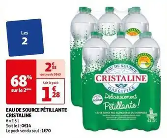 Auchan Cristaline - eau de source pétillante offre