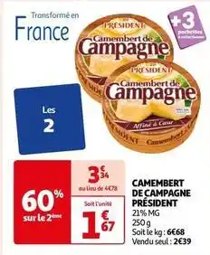 Auchan Président - camembert de campagne offre