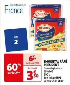 Auchan Président - emmental râpé offre