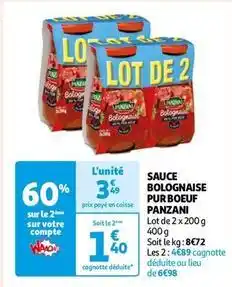 Panzani - sauce bolognaise pur boeuf
