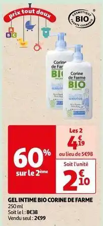 Auchan Gel intime bio corine de farme offre