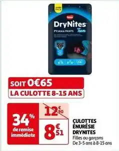 Auchan Drynites - culottes énurésie offre