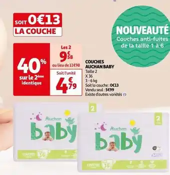 Auchan Auchan baby - couches offre