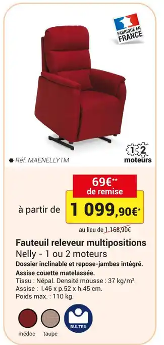 Technicien de Santé BULTEX Fauteuil releveur multipositions offre