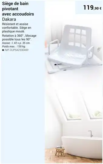 Siège de bain pivotant avec accoudoirs