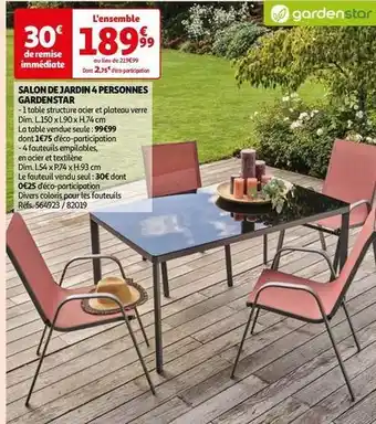 Auchan Gardenstar - salon de jardin 4 personnes offre