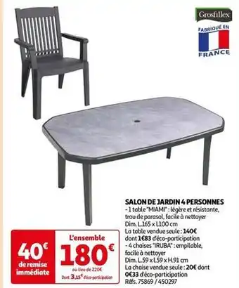Auchan Grosfillex - salon de jardin 4 personnes offre