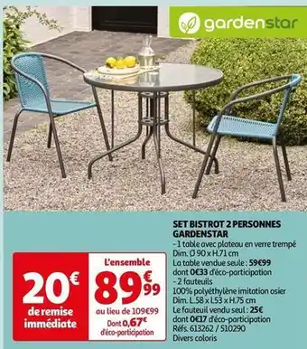 Auchan Gardenstar - set bistrot 2 personnes offre