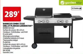 Auchan Gardenstar - barbecue combo à gaz grill et plancha offre