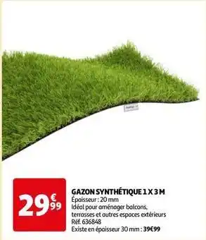 Auchan Gazon synthétique 1x3m offre