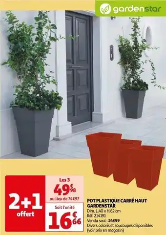 Auchan Gardenstar - pot plastique carré haut offre