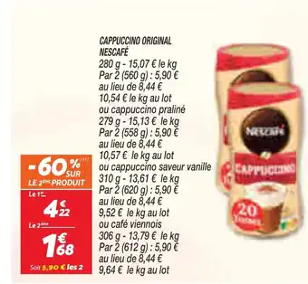 Netto CAPPUCCINO ORIGINAL NESCAFÉ offre