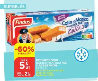 Bi1 Bâtonnets Colin D'alaska 100% Filet Msc Surgelés Findus offre