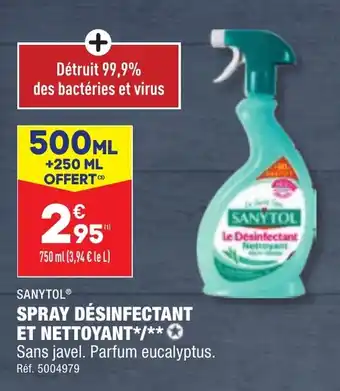 ALDI SANYTOL® SPRAY DÉSINFECTANT ET NETTOYANT*/**✪ offre