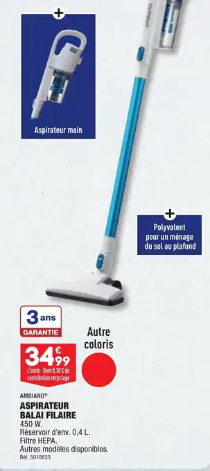 ALDI AMBIANO® ASPIRATEUR BALAI FILAIRE offre