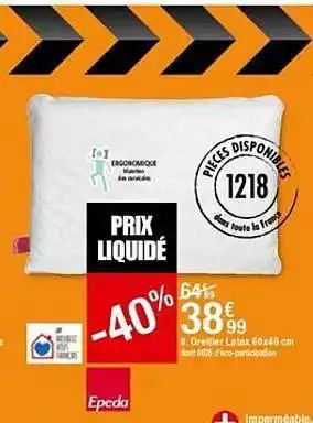Oreiller Latex 60 X 40 Cm Epeda