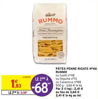 Intermarché PÂTES PENNE RIGATE N°66 RUMMO offre