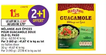 Intermarché MÉLANGE AUX ÉPICES POUR GUACAMOLE DOUX OLD EL PASO offre