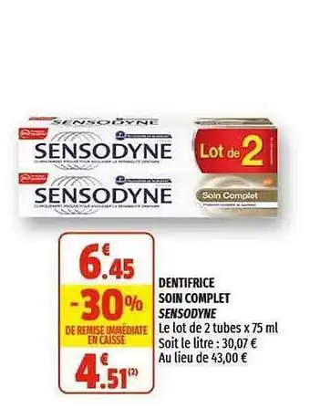 Coccinelle Express Dentifrice Soin Complet Sensodyne offre