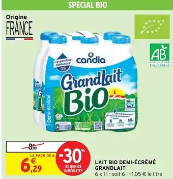 Intermarché LAIT BIO DEMI-ÉCRÉMÉ GRANDLAIT offre