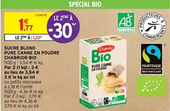 Intermarché SUCRE BLOND PURE CANNE EN POUDRE CHABRIOR BIO offre