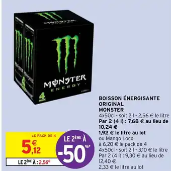 Intermarché BOISSON ÉNERGISANTE ORIGINAL MONSTER offre