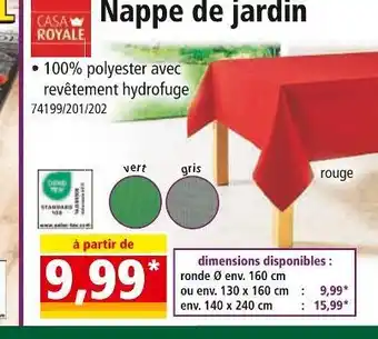 Norma CASA ROYALE Nappe de jardin offre