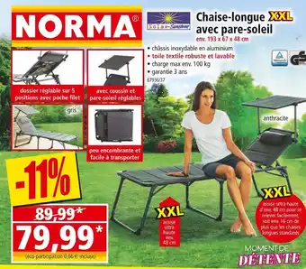 Norma Solax-Sunshine Chaise-longue avec pare-soleil offre