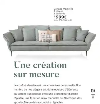 H&H Canapé Marseille 4 Places offre